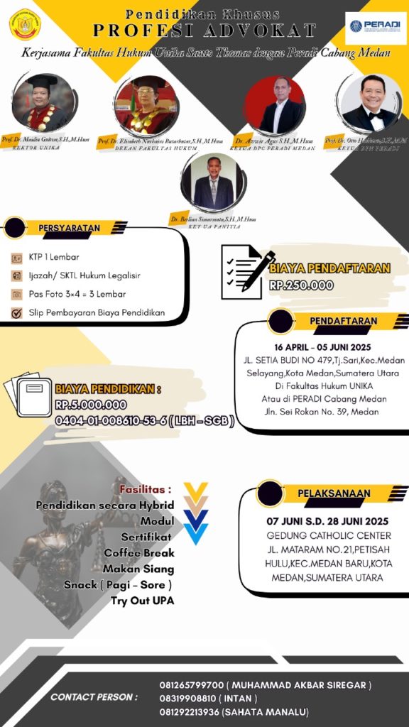 PKPA Fakultas Hukum UNIKA berkerjasama dengan PERADI Cabang Medan